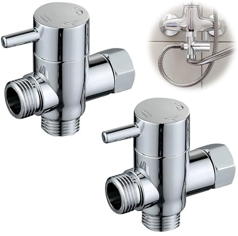 3 Way Shower Head Diverter Valve, 2 Pcs Shower Diverter Valve, G1/2 Showers Tap Diverters Valves Sink Faucet Splitter with Rubber Sealing Ring for Showers Adapter Bath Taps