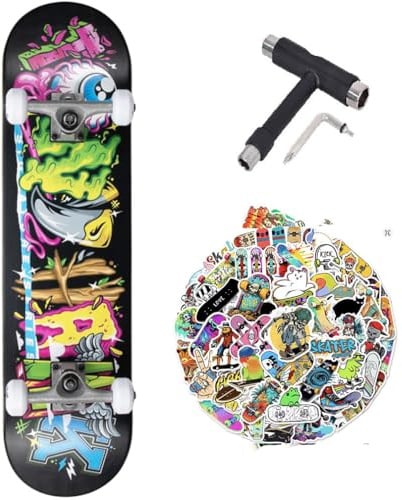 Komplettes Skateboard Tony Hawk PROFESSIONAL Starter Serie 8.0 mit Mehrzweck-Tool + 50 Sticker (Ransom + Sticks + Tool, 8.0)