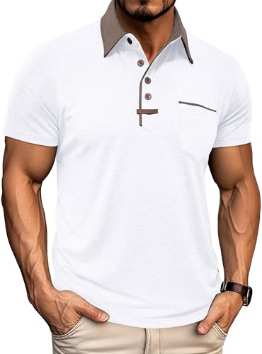 PRIVIMIX Polo Homme Manches Courtes avec Poche, Été Golf Tee Shirt pour Travail et Sport, M-3XL