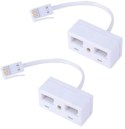 JinRuiCPeng 2pcs Telephone Splitters 2 Way, BT Phone Socket Adapter, RJ11 BT Plug Male to 2 Female, Double Phone Socket Converter for Connecting Telephone Fax or Modem in Home and Office Use
