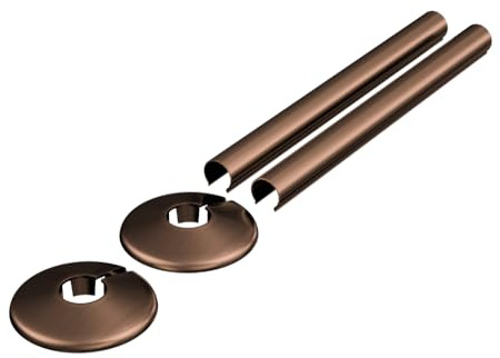Radiator Pipe Covers & Collars 15mm – 200mm Length | 2 Pack Clip-On Pipe Sleeves for Radiator Pipes | Luxury Finish, Easy Fit, Cut-to-Size Design (Brushed Bronze)