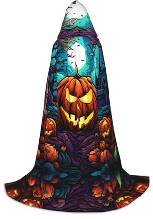 WZYCWB Kapuzenumhang mit Terror-Kürbis-Druck, Cosplay-Kostüm, Halloween, Anime-Party-Requisite