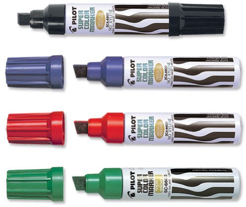 Pilot Jumbo Permanent Marker Oil-based Chisel Tip 3-12.5mm Line Assorted Ref SC6600W4 [Pack of 4]