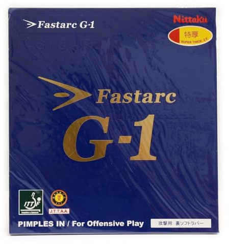 NITTAKU Fastarc G-1 Tischtennisgummi Noppen in für beleidigendes Spielen Made in Germany (Red, 2.0)