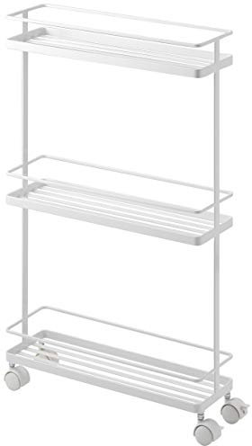 Yamazaki 7151 TOWER Küchenwagen, weiß, Stahl, minimalistisch, 38 x 12 x 66 cm