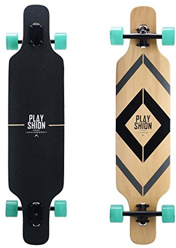 Playshion Longboard - 39 Pulgadas, Monopatín con rodamiento de Bolas ABEC-11, Drop Through