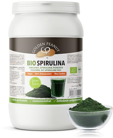 GOLDEN PEANUT Bio Spirulina Pulver Rohkost Zellwände aufgebrochen 1kg