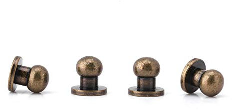 Leder Nieten Set, 20 Satz 6 × 8mm Solide Bronze Nagel Nieten Runden Kopf DIY Lederzubehör für Leder Handwerk Dekoration Tasche Schuhe Reparaturen