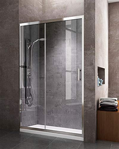 Cabine de douche avant 1 + 1 130 cm transparent porte coulissante et panneau fixe 2 cm de composition 128 – 130 cm