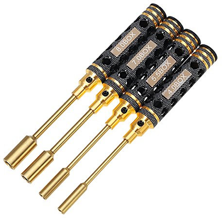 TuToy 4 Stück Titanlegierung Hülse Werkzeuge langen Griff Sechskant-Schraubendreher Hülse Set