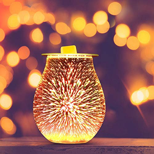 Lampes à Parfum électriques, brûleur à Huile de diffuseur d'aromathérapie de Feux d'artifice 3D en Verre, Lampe chauffante de brûleur de Fusion, veilleuse à Commande Tactile pour Cadeaux à la Maison