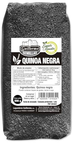 Guillermo | Quinoa negra - Paquete 500 g. | Contiene litio, que ayuda a regular el estrés | Propiedades antioxidantes que reducen las inflamaciones del estómago
