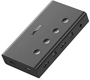 UGREEN HDMI KVM Switch 4K@60Hz 4 In 1 Out Umschalter HDMI 2.0 & USB 2.0 unterstützt HDMI Switch 4 Port Tastatur Maus Switcher für PC, Laptop, Xbox, HDTV, Blu-Ray Player, PS4 usw.
