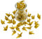 WANDIC Origami-Papier-Kraniche, 50 Stück, handgefertigt, gefaltet, Origami-Papier, Girlande für Hochzeit, Party, Kulisse für Zuhause, Dekoration, Glitzer-Gold