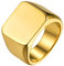 GoldChic Quadrat Band Ring Herren Edelstahl Rolex Ring für Männer Jungen Hip Hop Biker Herren Siegelring 18K Vergoldet Punk Style Fingerring Größe 54.4（17.3）