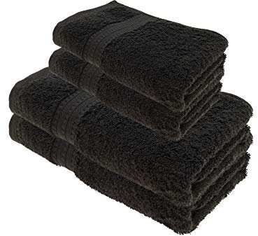 Julie Julsen Bio Duschtuch-Set 4 TLG. 2 Dusch- 2 Handtücher Schwarz 100% Baumwolle Frotte 550g/m²