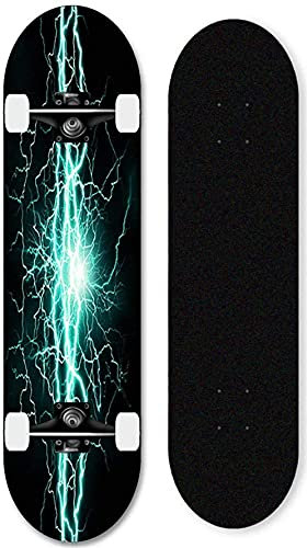 Jugendliche, Kinder komplettieren Skateboards, 31 * 8 Zoll Blitz-Skateboards mit ABEC-11-Lagern, geeignet für Jungen, Mädchen, Erwachsene und Anfänger-Skateboards-Blau