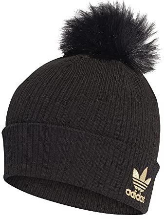 adidas Damen W Fur Pom Beani Hat, black/metallic gold, XL EU