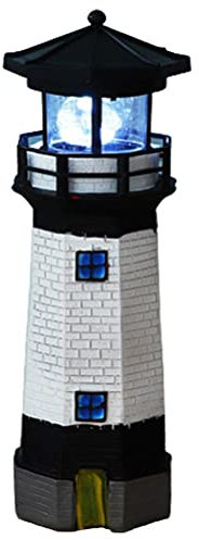 BSTCAR faro mare lampada 27,6 cm, faro a led con luce rotante, giardino di decorazione solare