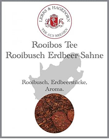 Lerbs & Hagedorn, Rooibos Tee Rooibusch Erdbeer Sahne | 250g (Ca. 20 Liter) Erdbeerstücke