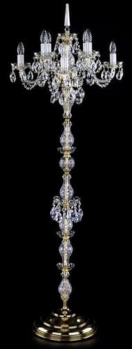 Casa Padrino Luxus Barock Kristall Stehleuchte Gold Ø 56 x H. 160 cm - Prunkvolle Stehlampe mit Böhmischem Kristallglas - Barock Kristall Leuchten