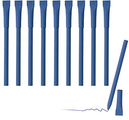 sin4sey 10er Set Kugelschreiber aus Recyclingpapier - mit Kappe (Blau)