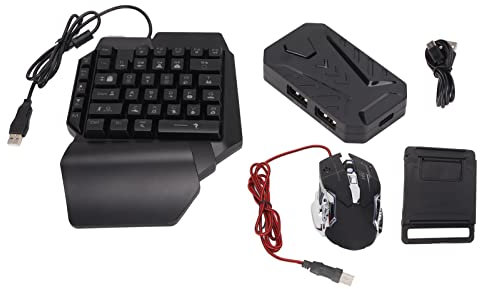 Keyboard & Mouse Converter Adapter,One Hand Gaming Keyboard and Mouse Combo,35 Keys Wired Mechanical RGB LED Backlit Half Keyboard,Converter Adapter for Gaming,for Android System(Mix lite+F6+G2)