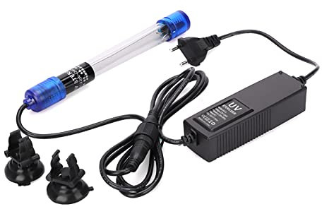 Tnfeeon Aquarium Clean Light, wasserdichte Tauch-UV-Sterilisatorlampe Grünalgen-Klarwasser-Reinigungslampe mit Festem Saugnapf für Aquarienteich-Schwimmbecken(UV-7-7w)