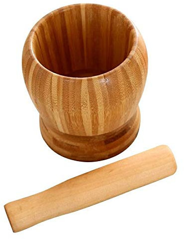 LINFFSTR Bambusmörser mit Stößel Küchengewürze Pesto-Mühle Knoblauchmühle zum Mahlen von Kräutern, Gewürzen, Pillen, Herstellung von Guacamole Salsa Guacamole Hummus (Size : M)
