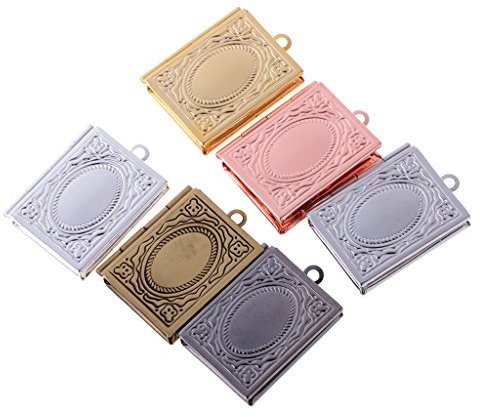 Easnea 6 Stück Schmuckherstellung Charms Medaillon Buch DIY Zubehör Anhänger Handwerk Vintage Bulk Fundings für Halskette