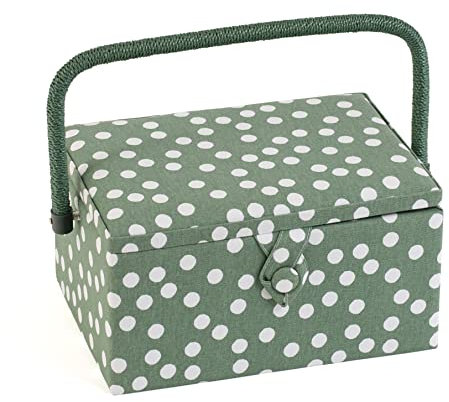 Hobby Gift Medium Näh-Aufbewahrungsbox, Holz/Stoff, Khaki-Fleck