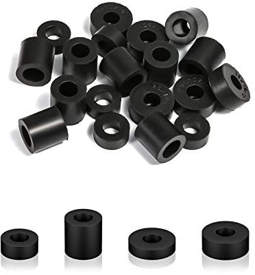 AIEX 20 Pièces Rond Entretoise Néoprène, Multi-Usages Rondelles Plates Caoutchouc Noir Rubber Grommet Entretoise Anti-Vibration pour Maison Voiture Accessoires (4 Tailles)