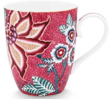 Pip Studio Flower Festival Mug with Handle Dark Pink 350 ml