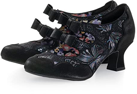 Ruby Shoo Sophia Mid Heel Bow Schuhe, Schwarz , 37 EU