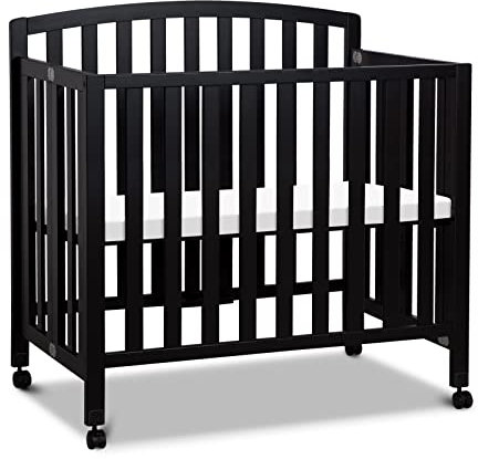 DaVinci Dylan faltbares tragbares 3-in-1 Mini-Kinderbett und Doppelbett in Ebenholz, Greenguard Gold zertifiziert