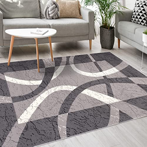 Mazovia Modern Teppich - Kurzflor - Teppich für Wohnzimmer, Schlafzimmer, Esszimmer - ÖKO-TEX Wohnzimmerteppich, Robust und pflegeleicht, Niedrige Florhöhe – Teppiche - grau 250 x 350 cm