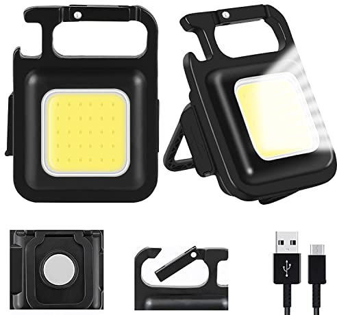 SPINNE LUCAS 2 Stücke Mini LED Notlicht Taschenlampe Arbeitsleuchte, 1000 Lumen Multifunktionales Tragbares Wiederaufladbares Notlicht, mit 3 Modi, mit Klapphalterung, Flaschenöffner und Magnetfuß