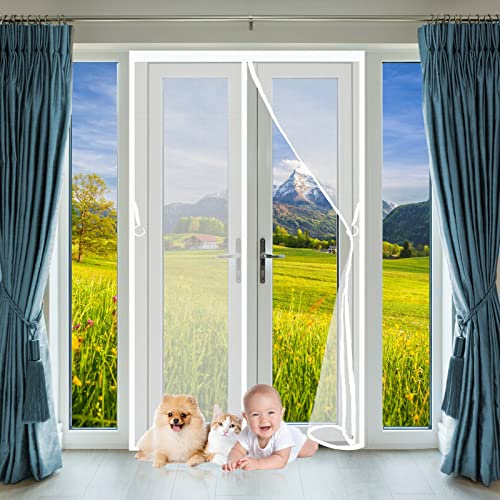 Zanzariera Magnetica per Porte 100 x 220 cm, Zanzariere Magnetiche, Impedendo agli Insetti di Entrare Zanzariere Magnetiche Balcone per Porte Finestre Balcone, Bianco