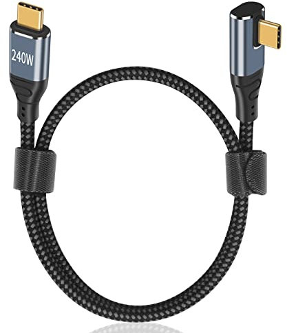 Maxhood 240W USB C Cable Short, Right Angle USB C Cable 1.5ft, 90 Degree Fast Charging Type C to Type C Cord Compatible with MacBook