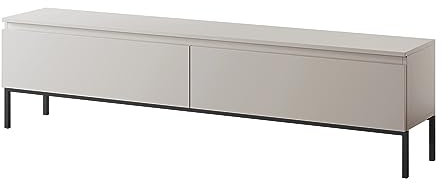 Selsey TV Schrank Board Sideboard Fernsehtisch Fernsehschrank Mit Schränken 175 cm Schwarze Beine Taupe Bemmi