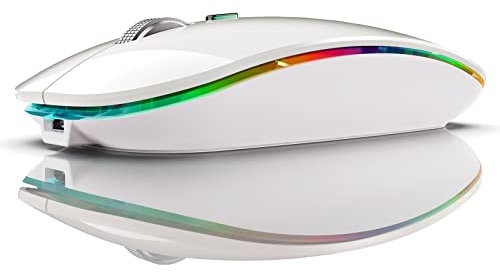 Fonicer Dual Mode Jiggler Mouse for Laptop&Phone - LED Rechargeable Computer Mice Mover with Undetectable Random Movement and On/Off Button - Keeps Computer Awake (White)