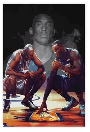 GeDiz Michael Jordan Kobe Bryant Lebron James Poster (2) Leinwand Poster Wandkunst Dekor Druck Bild Gemälde für Wohnzimmer Schlafzimmer Dekoration ungerahmt 60 x 90 cm