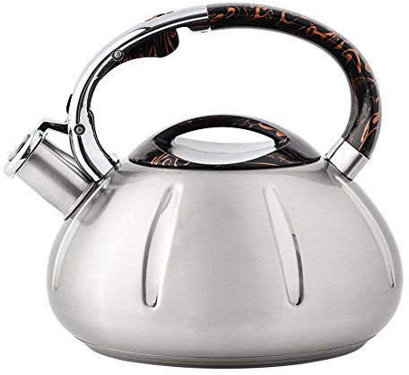 Whistling Kettle. for All Hob/Stove, Gas, Induction, Food Grade Stainless Steel, High Capacity Pumpkin Shape, Decal Process, Thickened Composite Bottom(3L)