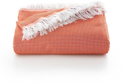 GAMUSI Plaid multifonction pour lit et canapé. Plaid - Couvre-lit en coton doux et respirant nid d'abeille - 180 x 140 cm, coloris tuile