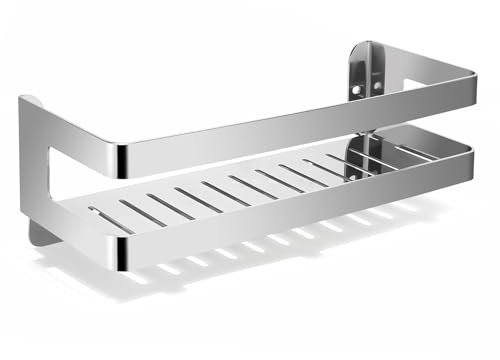 QL Estante de Ducha,Cesta de Baño Acero Inoxidable,Organizador de Pared para Baño y Cocina,Soporte para Champú 30CM,Cromo