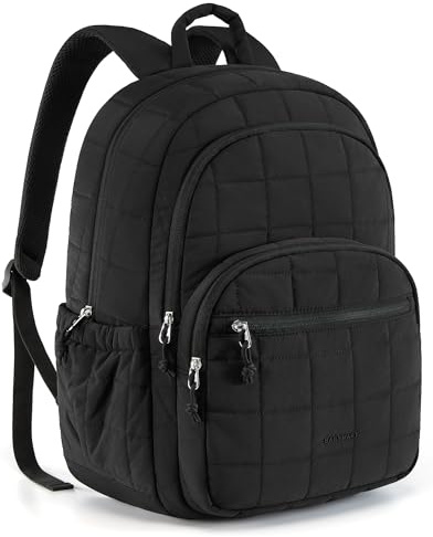 BAGSMART Travel Backpack for Women, 15.6 College Laptop Backpack, Black