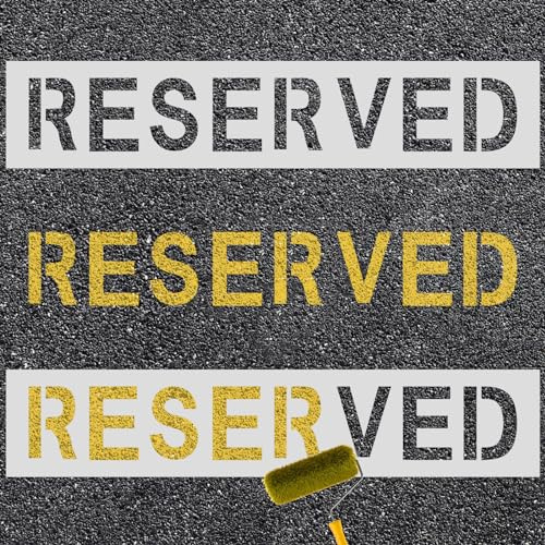 2 stencil con scritta Reserved, 73 x 15 cm, con scritta Reserved Parking Sign, per pittura a spruzzo, riutilizzabile, modello riservato per parcheggio, cemento, cordolo e asfalto