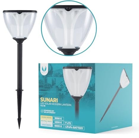 FOREVER Light Solarleuchte LED, Säule MODERN, Gartenleuchte, Solarlampen für Außen, LED Licht Solar Wegeleuchte, Solarlampen für Außen Garten, Solarleuchten Garten, Dämmerungssensor, 2200mAh PIR