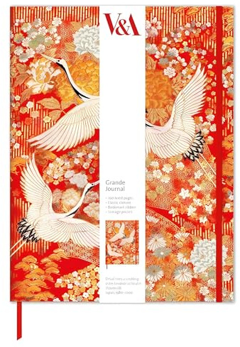 Museums & Galleries Hardcover Journal – Grande Notizbuch – 187 x 247 mm – Kimono-Kraniche Orientalisches V&A-Design – Künstlerische Schreibwaren