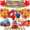 JJJZAMZ Feuerwehr Geburtstag Deko 4 Jahre Junge mädchen, Feuerwehr Deko Kindergeburtstag Luftballon, Feuerwehr Folienballon 4, Tortendeko Feuerwehr, Kindergeburtstag Deko Party Dekoration